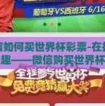 微信如何买世界杯彩票-在指尖的乐趣——微信购买世界杯彩票全攻略