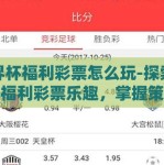 世界杯福利彩票怎么玩-探索世界杯福利彩票乐趣，掌握策略与注意事项