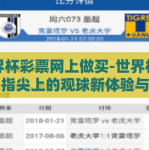 世界杯彩票网上做买-世界杯彩票，指尖上的观球新体验与理性购彩策略