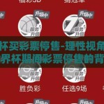 世界杯买彩票停售-理性视角，探讨世界杯期间彩票停售的背后逻辑