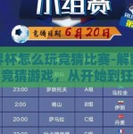 世界杯怎么玩竞猜比赛-解密世界杯竞猜游戏，从开始到狂欢的每个瞬间