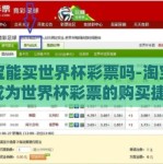 淘宝能买世界杯彩票吗-淘宝能否成为世界杯彩票的购买捷径？