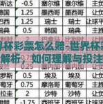 世界杯彩票怎么赔-世界杯彩票赔率解析，如何理解与投注决策