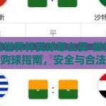 微信世界杯买球怎么买-微信世界杯购球指南，安全与合法性并重