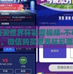 微信买世界杯彩票视频-不可取之路，微信购买世界杯彩票视频的背后故事