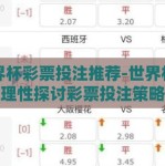 世界杯彩票投注推荐-世界杯洞察，理性探讨彩票投注策略与选号智慧