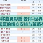 世界杯胜负彩票 安排-世界杯胜负彩票的精心安排与策略布局