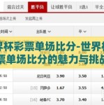 世界杯彩票单场比分-世界杯彩票单场比分的魅力与挑战