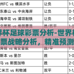 世界杯足球彩票分析-世界杯足球彩票战略分析，精准预测与风险控制的完美平衡