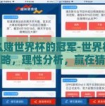 怎么赌世界杯的冠军-世界杯赌局策略，理性分析，赢在猜字上