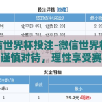 微信世界杯投注-微信世界杯投注，谨慎对待，理性享受赛事热情