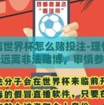 微信世界杯怎么赌投注-理性观赛，远离非法赌博，审慎参与微信世界杯竞猜