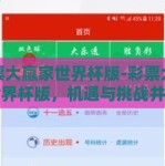 彩票大赢家世界杯版-彩票大赢家世界杯版，机遇与挑战并进的绿茵奇迹