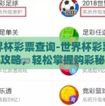 世界杯彩票查询-世界杯彩票查询全攻略，轻松掌握购彩秘诀及中奖技巧