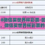 2018微信买世界杯彩票-回首2018，微信买世界杯彩票的短暂风光与后续反思