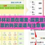 世界杯彩票在哪里-探索世界杯彩票的购买渠道与注意事项