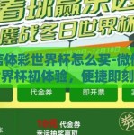 微信体彩世界杯怎么买-微信体彩世界杯初体验，便捷即刻开启