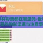 世界杯彩票都在哪里吗-世界杯彩票的购彩渠道与注意事项