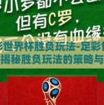 足彩世界杯胜负玩法-足彩世界杯，揭秘胜负玩法的策略与乐趣