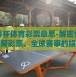 世界杯体育彩票意思-解密世界杯体育彩票，全球赛事的娱乐与激情延伸