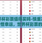 世界杯彩票值得买吗-慎重决策，憧憬幸运，世界杯彩票的投资价值分析