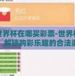 看世界杯在哪买彩票-世界杯狂热，解锁购彩乐趣的合法渠道
