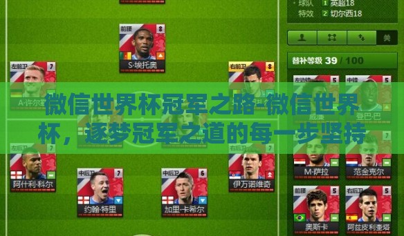 微信世界杯冠军之路-微信世界杯,逐梦冠军之道的每一步坚持 微信世界杯冠军之路-微信世界杯,逐梦冠军之道的每一步坚持