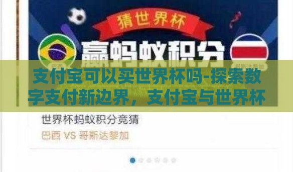 支付宝可以买世界杯吗-探索数字支付新边界，支付宝与世界杯的奇妙邂逅