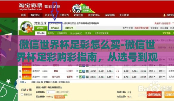 微信世界杯足彩怎么买-微信世界杯足彩购彩指南,从选号到观赛的精彩之旅 微信世界杯足彩怎么买-微信世界杯足彩购彩指南,从选号到观赛的精彩之旅