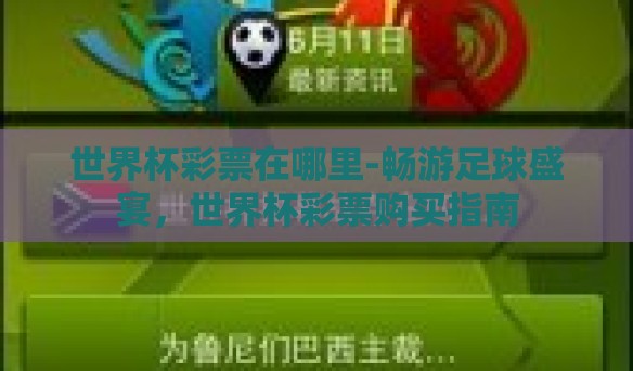 世界杯彩票在哪里-畅游足球盛宴，世界杯彩票购买指南