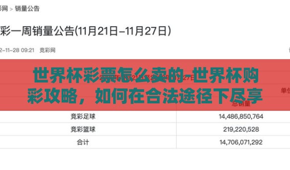 世界杯彩票怎么卖的-世界杯购彩攻略，如何在合法途径下尽享足球狂欢