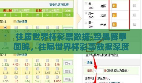 往届世界杯彩票数据-经典赛事回眸，往届世界杯彩票数据深度透视