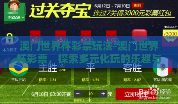 澳门世界杯彩票玩法-澳门世界杯彩票，探索多元化玩的乐趣与策略
