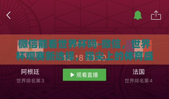 微信能看世界杯吗-微信,世界杯观赛新选择,指尖上的体育盛宴 微信能看世界杯吗-微信,世界杯观赛新选择,指尖上的体育盛宴