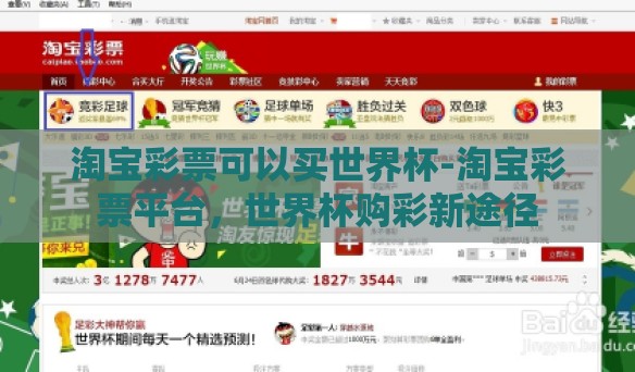 淘宝彩票可以买世界杯-淘宝彩票平台，世界杯购彩新途径