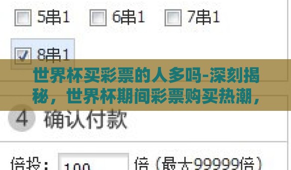 世界杯买彩票的人多吗-深刻揭秘，世界杯期间彩票购买热潮，平民的狂欢与梦想的碰撞