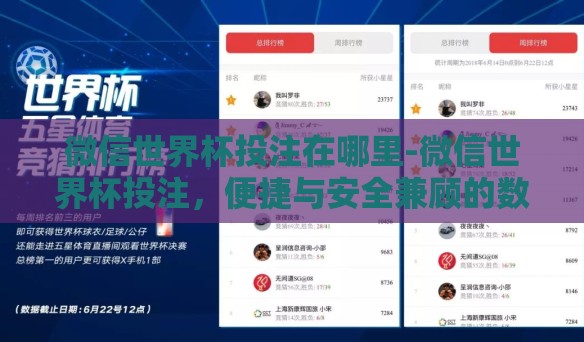 微信世界杯投注在哪里-微信世界杯投注，便捷与安全兼顾的数字化娱乐选择