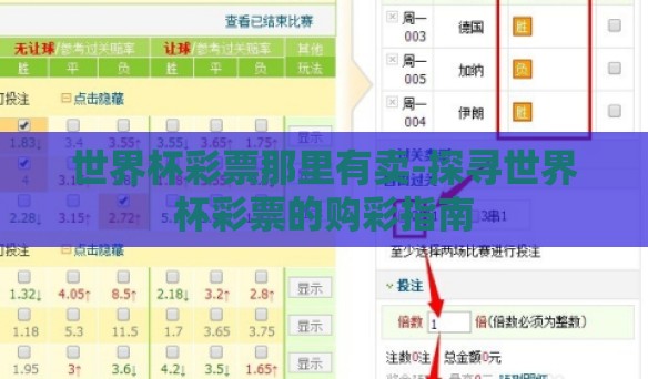 世界杯彩票那里有卖-探寻世界杯彩票的购彩指南 世界杯彩票那里有卖-探寻世界杯彩票的购彩指南