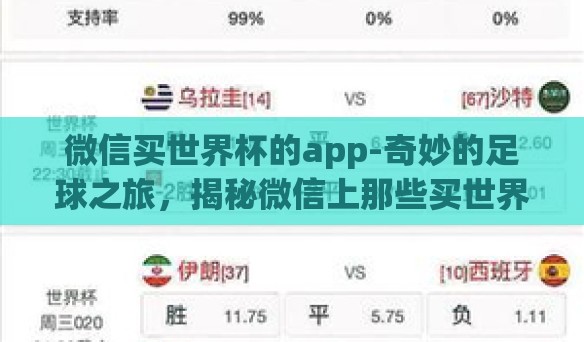 微信买世界杯的app-奇妙的足球之旅，揭秘微信上那些买世界杯的App