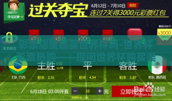 彩票店里能买世界杯吗-世界杯彩票热购——探问世界杯购买渠道的奥秘 彩票店里能买世界杯吗-世界杯彩票热购——探问世界杯购买渠道的奥秘