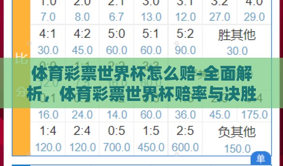 体育彩票世界杯怎么赔-全面解析，体育彩票世界杯赔率与决胜策略
