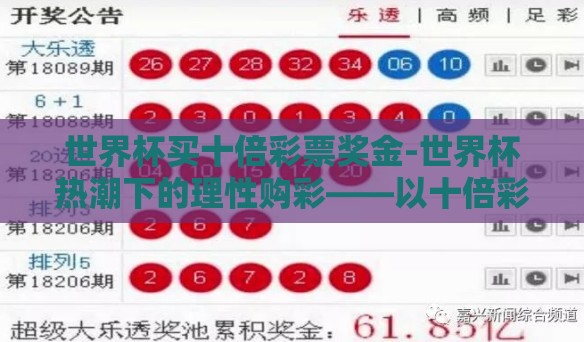 世界杯买十倍彩票奖金-世界杯热潮下的理性购彩——以十倍彩票奖金为例的反思