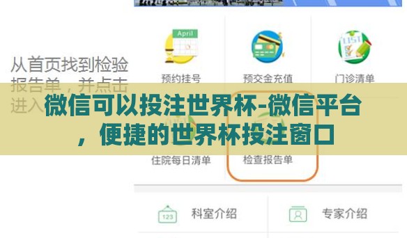 微信可以投注世界杯-微信平台，便捷的世界杯投注窗口